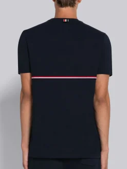 THOM BROWNE T-Shirt<T-SHIRT SHORT SLEEVE TEE W/ RWB STRIPE Blu