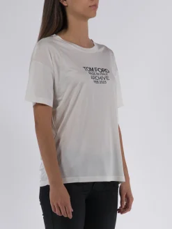 TOM FORD T-Shirt<T-SHIRT SILK JERSEY Bianco, Nero