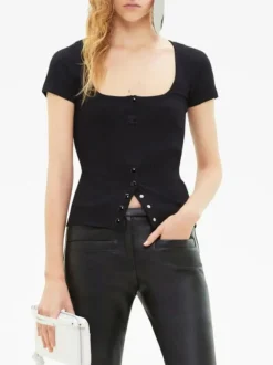 COURREGES T-Shirt<T-SHIRT SNAPS 90'S RIB Nero