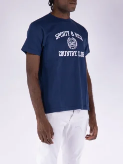 SPORTY&RICH T-Shirt<T-SHIRT VARSITY Bianco, Blu