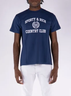 SPORTY&RICH T-Shirt<T-SHIRT VARSITY Bianco, Blu