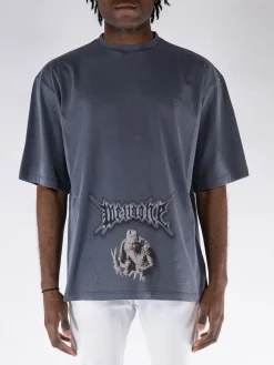 WE11DONE. T-Shirt<T-SHIRT VINTAGE MONSTER PRINT Grigio, Nero