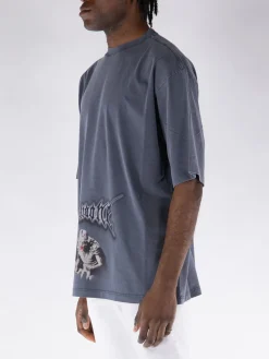 WE11DONE. T-Shirt<T-SHIRT VINTAGE MONSTER PRINT Grigio, Nero