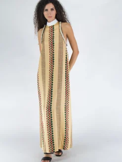WALES BONNER Abiti<VESTITO TAMBOUR Beige, Nero, Rosso, Verde